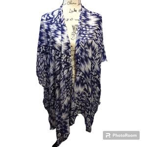 Michael Stars ZUL Brushed Batik Scarf Cape Duster Swim Cover-up Shrug Size OS
